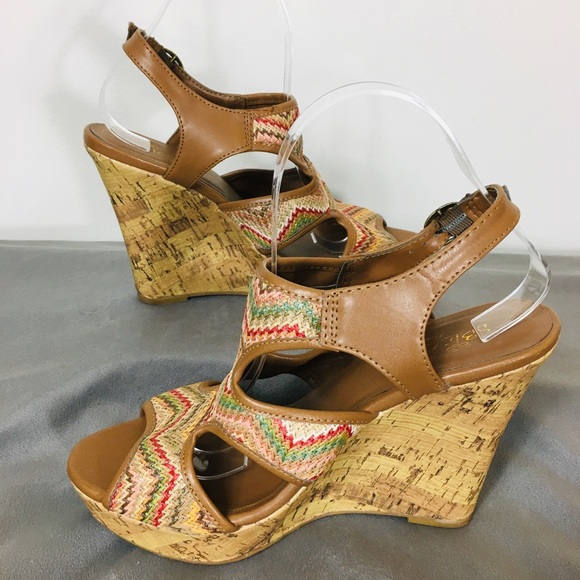 Sbicca Shoes - SBICCA CORK WEDGE HEELS Sz 7.5